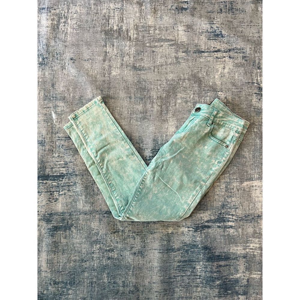 Iris Jeans Modern Vintage Light Teal Acid Wash Skinny Jeans Size 5